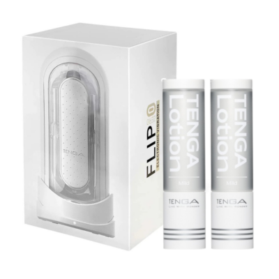 Tenga Flip 0 ( White) Electronic + 2 Hole lotion (White)