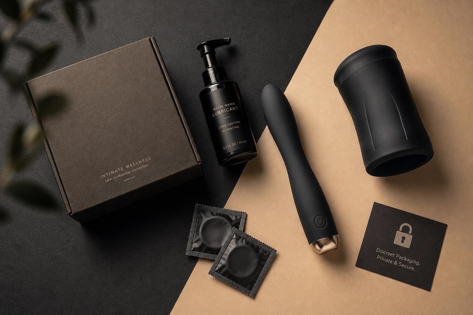 Adult wellness products, condoms, lubricant, and discreet packaging from Wolftoyz